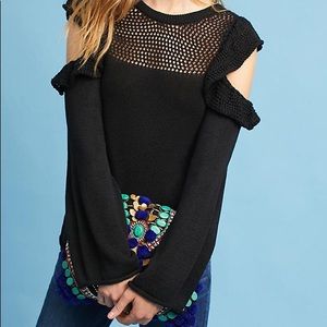 maeve cold shoulder sweater with ruffle
